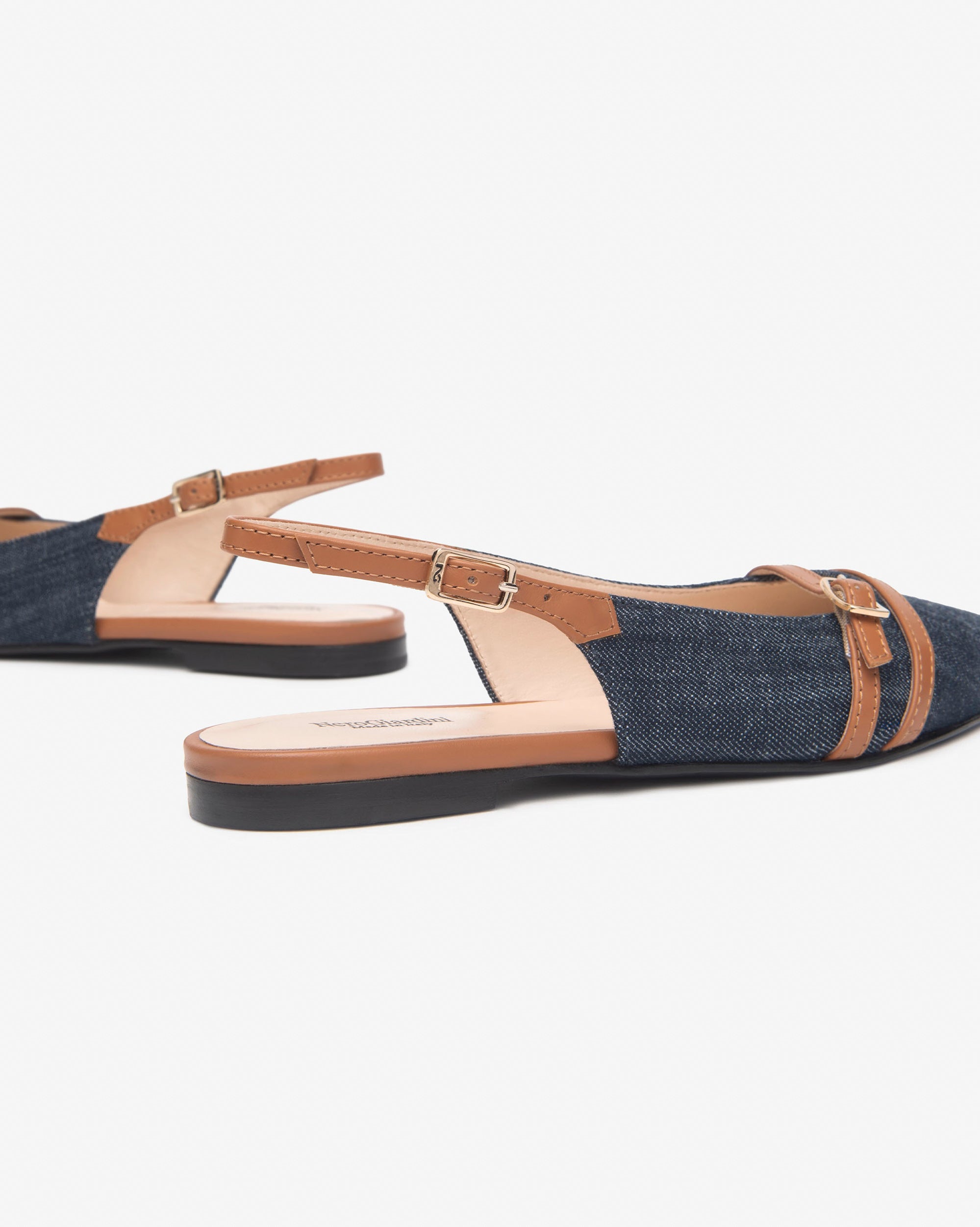 Slingback Donna in Tessuto e Pelle